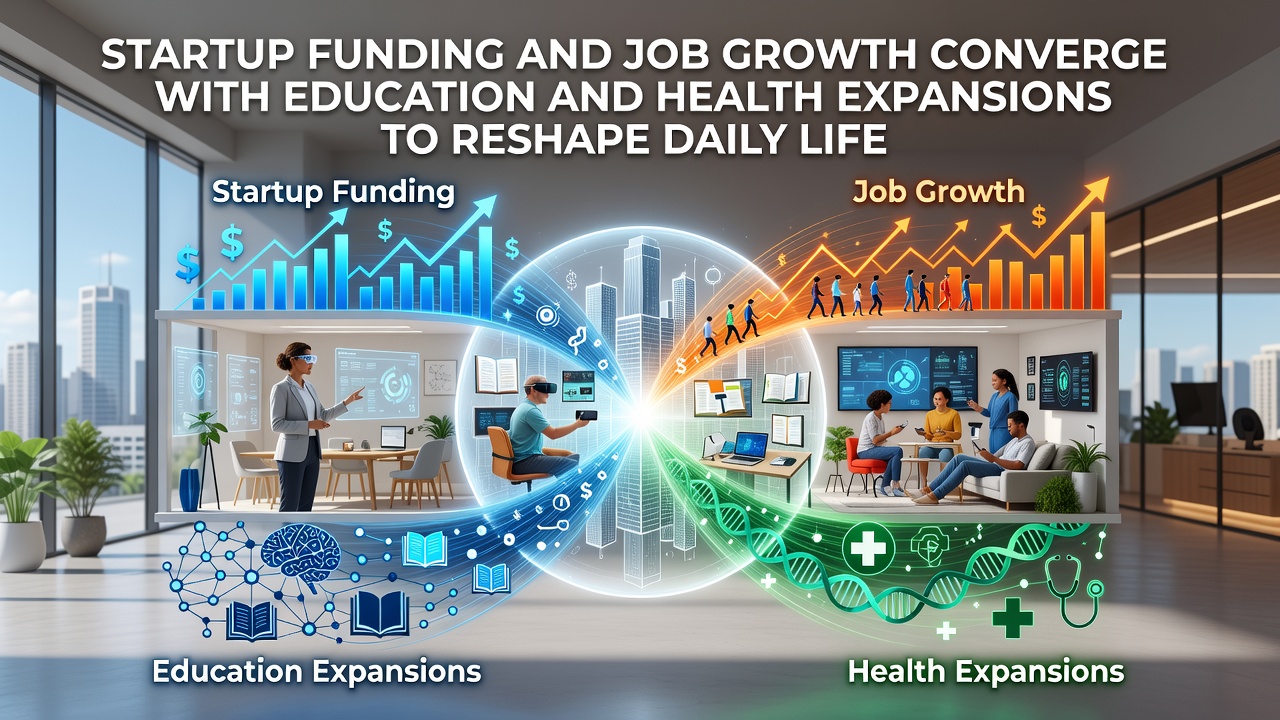 Startup Capital Inflows and Employment Gains Align With Learning Programs and Wellness Initiatives to Alter Community Patterns